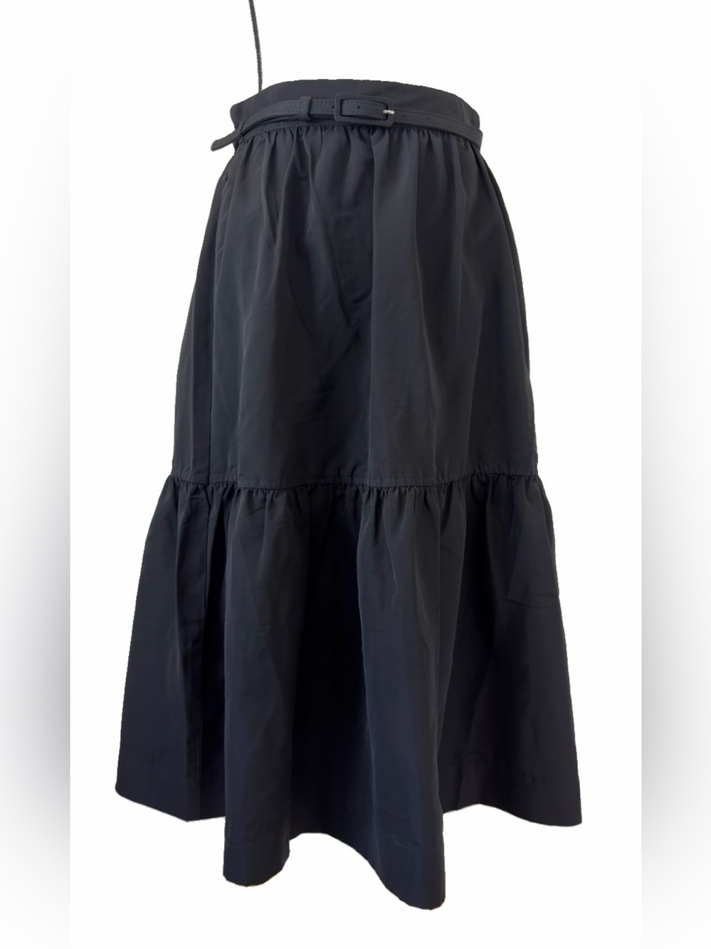 Free Assembly Belted Tiered Midi Black Skirt Size 8 NWT Recycled Polyester